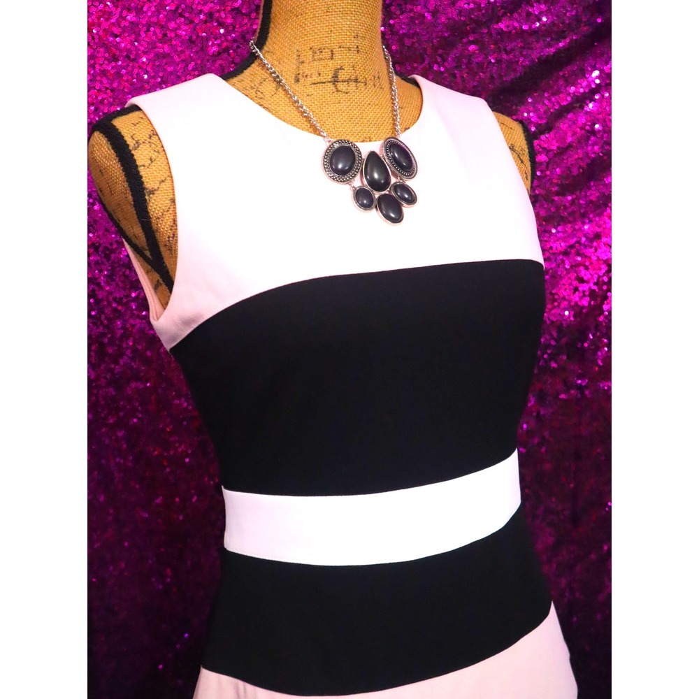 Pink Colorblock Sheath Dress 4 Tommy Hilfiger Womens Sleeveless Striped Knee